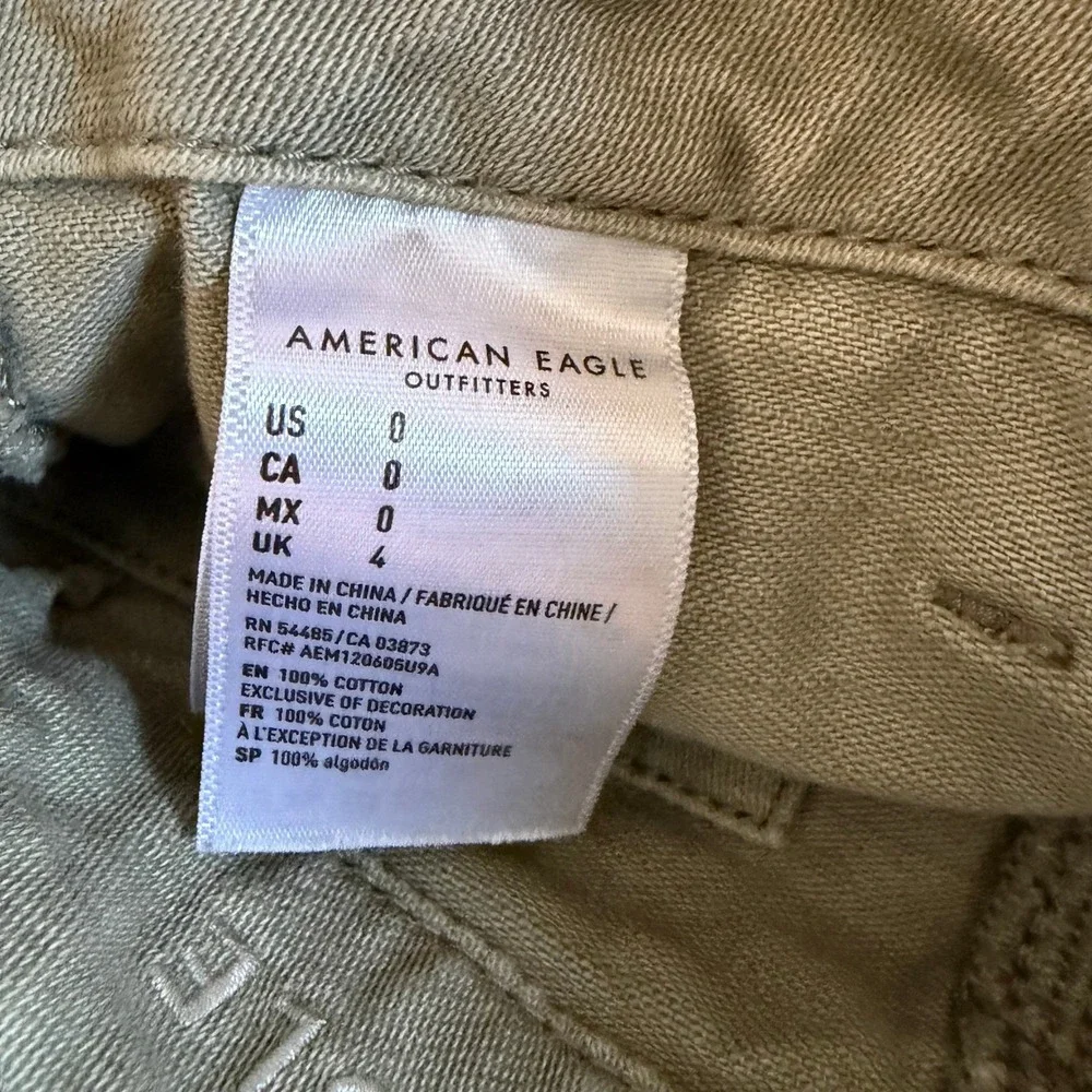 American Eagle Twill Cutoff Shorts Green Y2K Summer Casual Gorpcore Size 0‎